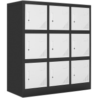 震海九门储物柜黑套白鞋柜办公室铁衣柜宿舍衣柜家用员工宿舍存包柜钢制更衣箱简易办公衣柜