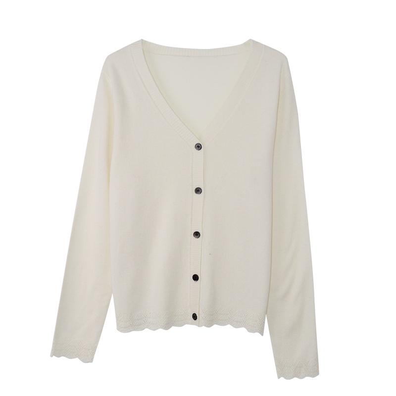 金菊秋冬新款毛衣韩版短款V领羊毛开衫女