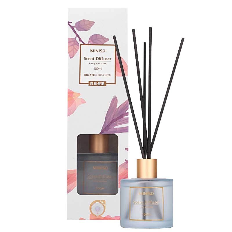 名创优品 (miniso) 悠长假期无火香薰 居家室内房间卧室藤条香氛精油 卫生间厕所空气清新剂100ml