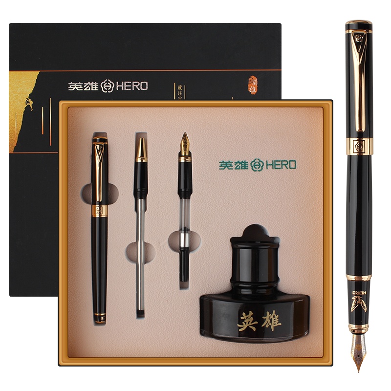 英雄(HERO)钢笔1078礼盒装日用书写学生练字成人男士女生商务办公定制刻字礼物送老师签字笔