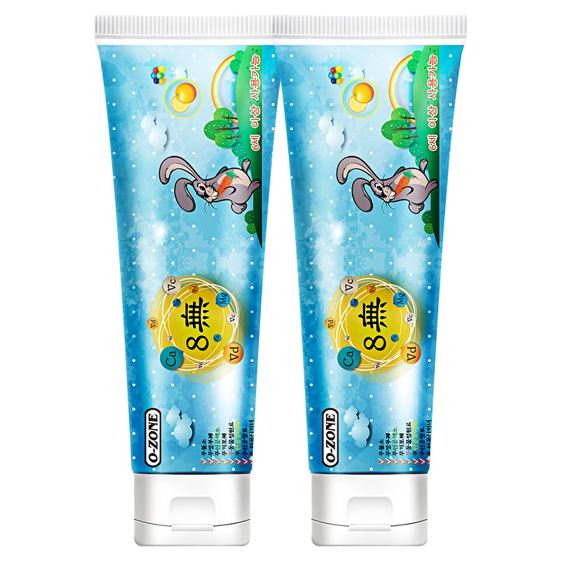 韩国原装进口欧志姆 O-ZONE 母婴幼儿童牙膏套装60gX2(橙子味 )防蛀固齿清新口气新旧包装随机发货