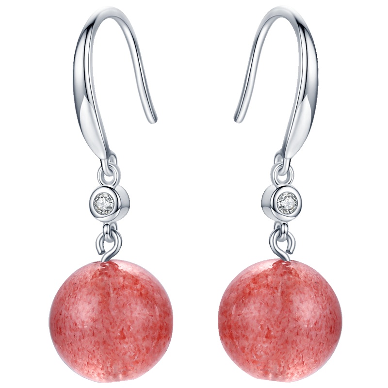 佰色传情(BRIR) 925银耳饰草莓晶耳坠女韩版森系小清新长款耳环