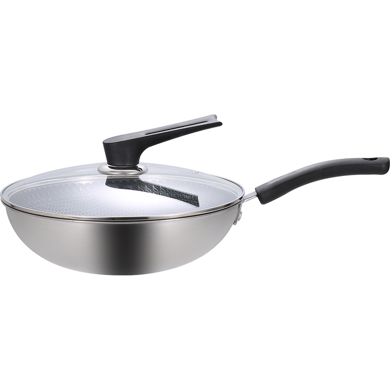 乐扣乐扣不粘锅304不锈钢炒锅多功能家用电磁炉煤气灶通用炒菜锅CSW3007 30CM