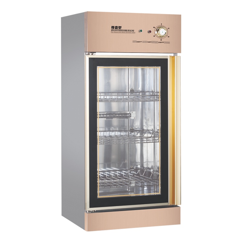 而派 280L土豪金彩钢面板理发店美容院会所酒店沐足城商用消毒柜紫外线臭氧单门立式毛巾消毒柜 服装衣物拖鞋消毒柜家用家装