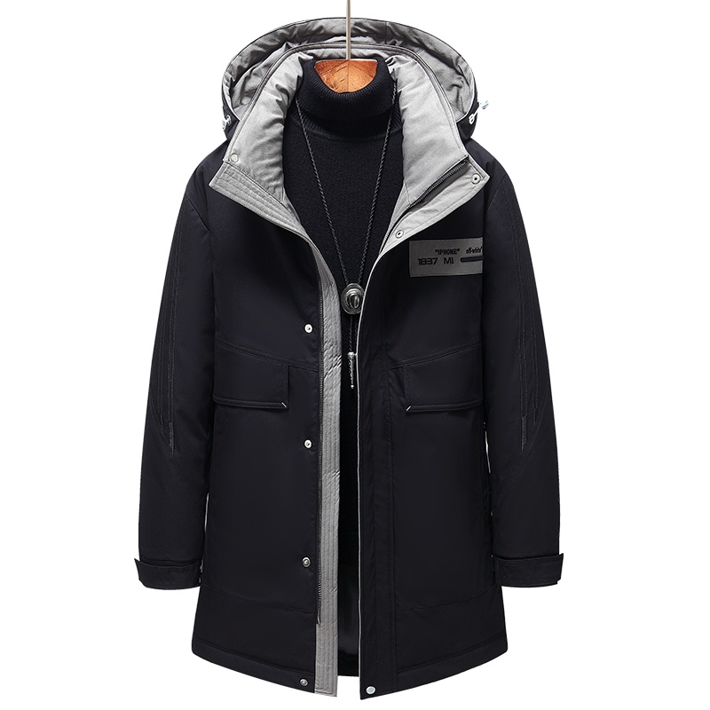 富贵鸟(FUGUINIAO)羽绒服男中长款2020年新款潮牌韩版潮流帅气冬季加厚连帽外套