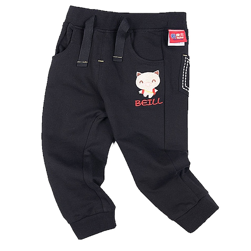 安笛贝乐童装男女童通用运动裤修身黑色裤子春秋宝宝中小童休闲长裤儿童长裤80-120cm