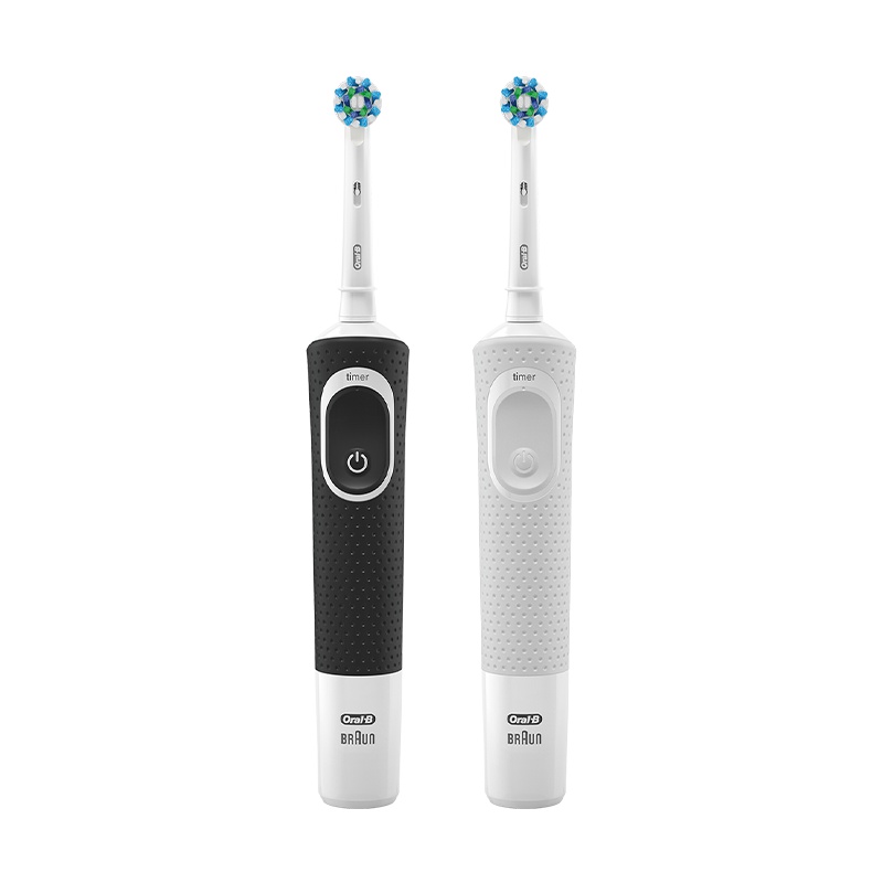 欧乐B(Oralb)电动牙刷 成人2D声波震动(自带刷头*1)D100 清纯白+绅士黑