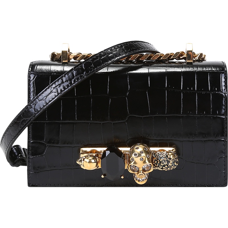 亚历山大·麦昆 ALEXANDER MCQUEEN 女士皮革骷髅头装饰单肩斜挎包653134 1HB0T