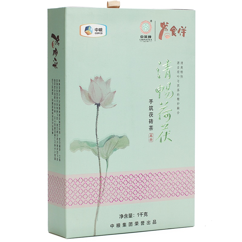 中粮中茶 黑茶湖南安化 正宗金花茯砖 清畅荷茯1kg