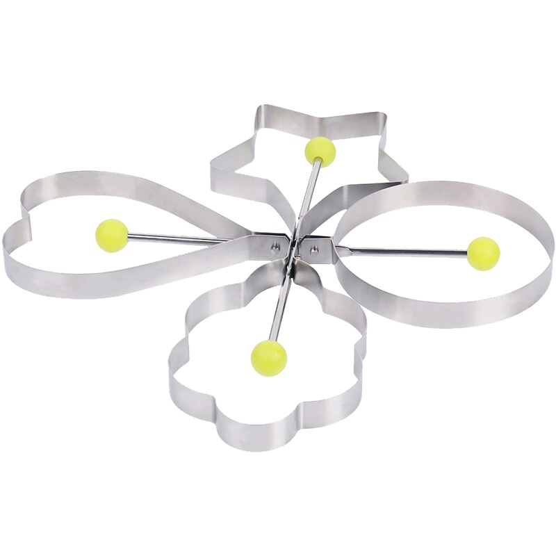 拜杰(Baijie)不锈钢煎蛋器 煎蛋模具 创意生活 心形花形星形圆形DIY煎蛋模型 四只装