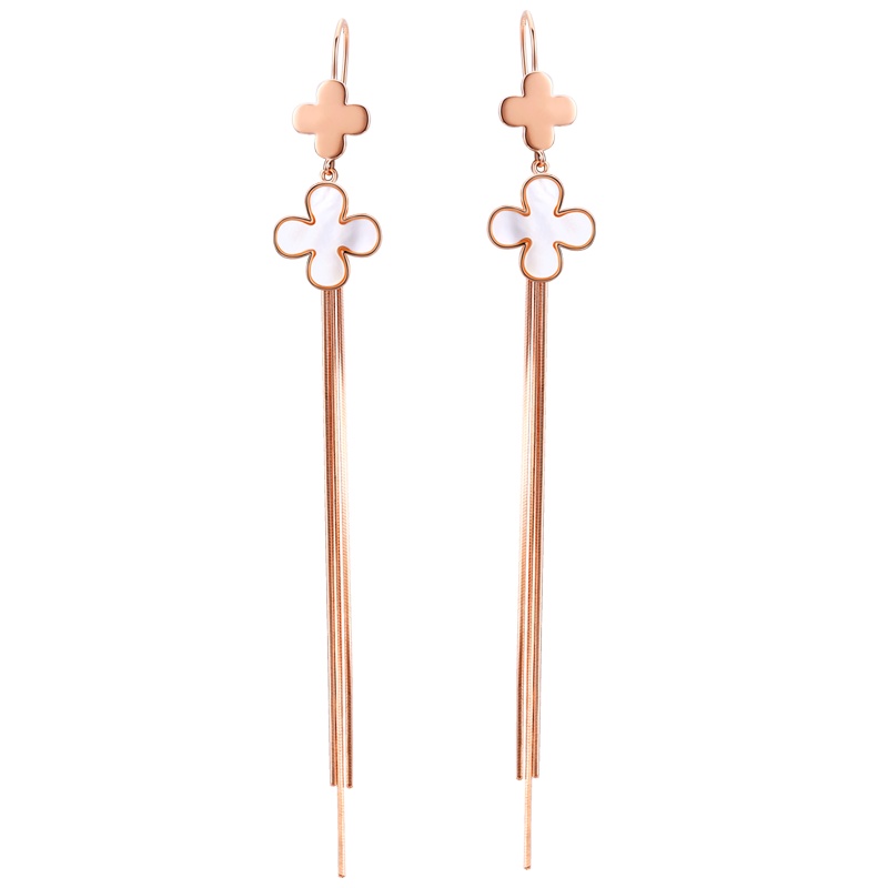 佰色传情纯银耳坠女气质耳环长款新款潮高级感四叶草网红流苏耳饰