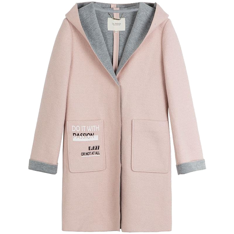 拉夏贝尔 拉贝缇羊毛大衣冬季外套学生毛呢外套韩版加厚原宿中长款60007026