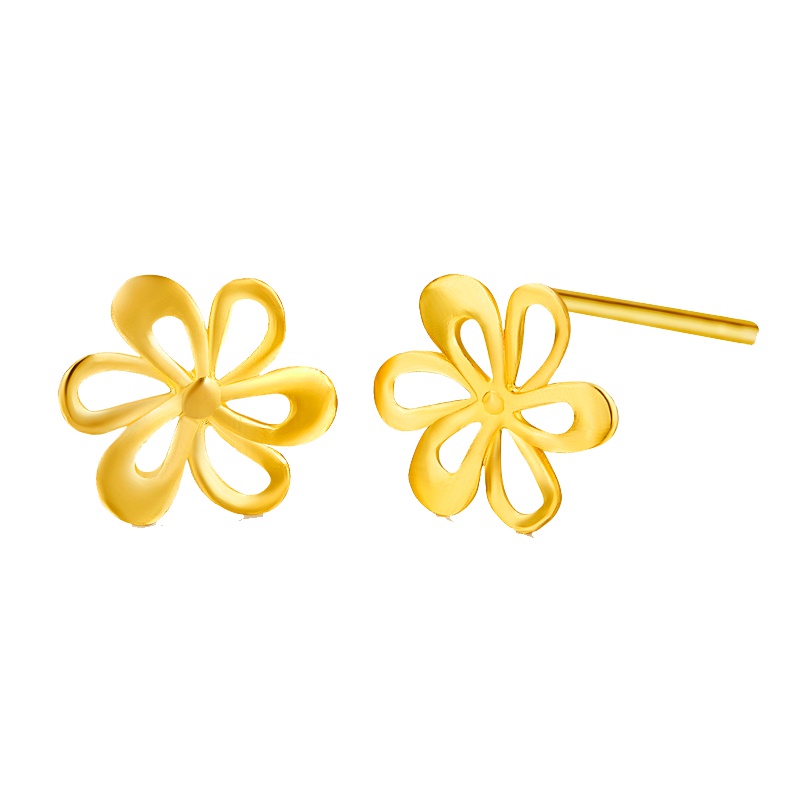 兆亮ZHAO LIANG 黄金耳钉女士款 足金999纯金耳环 水仙花金耳钉耳饰 气质百搭黄金耳饰