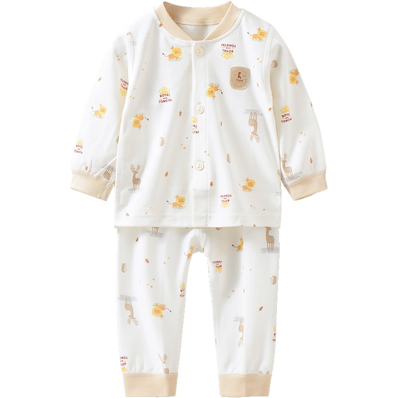 童泰TONGTAI婴儿纯棉立领套装3-18个月宝宝对开内衣裤子两件套