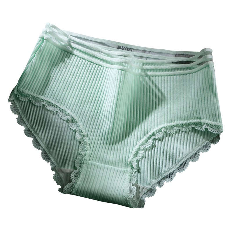 北极绒(Bejirog)女士全棉抗菌中腰三角抑菌内裤4条装
