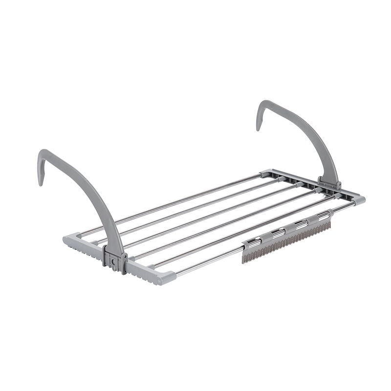 欧润哲 阳台晾晒架 70cm长灰色配袜夹款 窗台晾晒架 阳台浴室毛巾架鞋架 暖气护栏杆挂架 枕头晒架 宿舍晾衣架