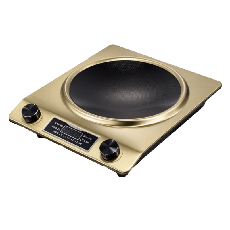 电磁炉家用爆炒凹面大功率3500W正品型兹池防水节能全套带锅 3000W香槟金 单炉