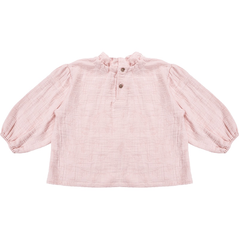 婴姿坊女童花边领长袖上衣 春秋款童装时尚儿童单件T恤