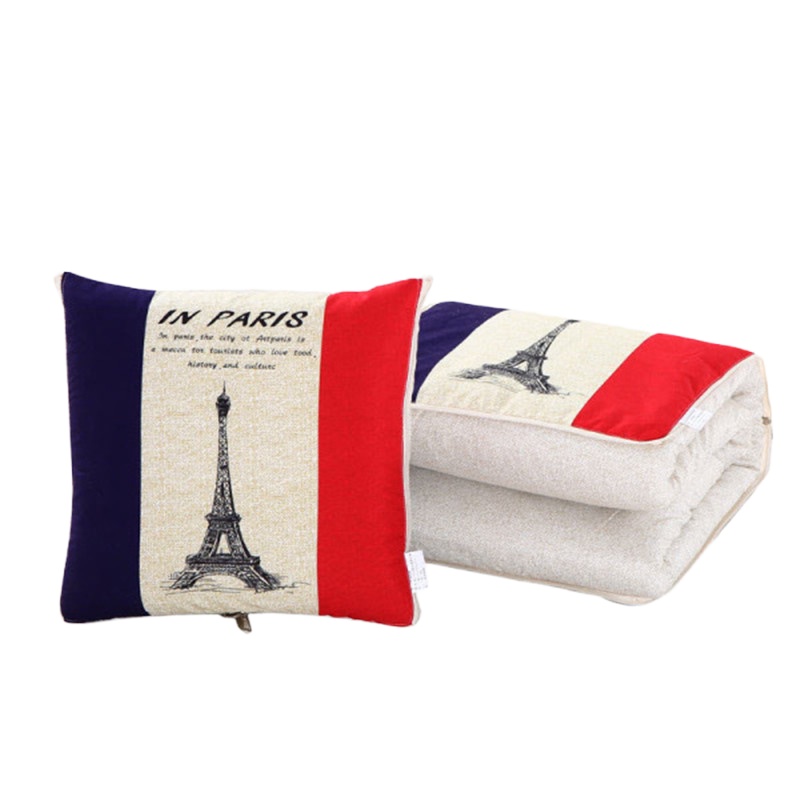 礼品定制 多功能棉麻风格抱枕被 大号50cm 可定制LOGO