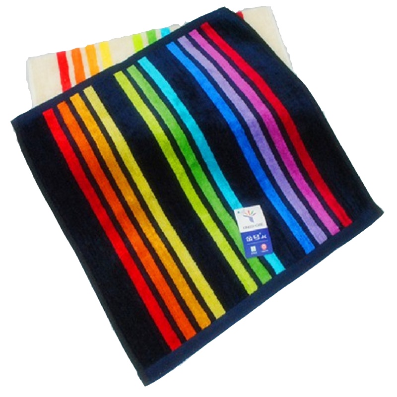 金号 G6560 全棉面巾 纯棉彩虹条方巾 提花割绒 加厚吸水百搭款 36x36cm 单条