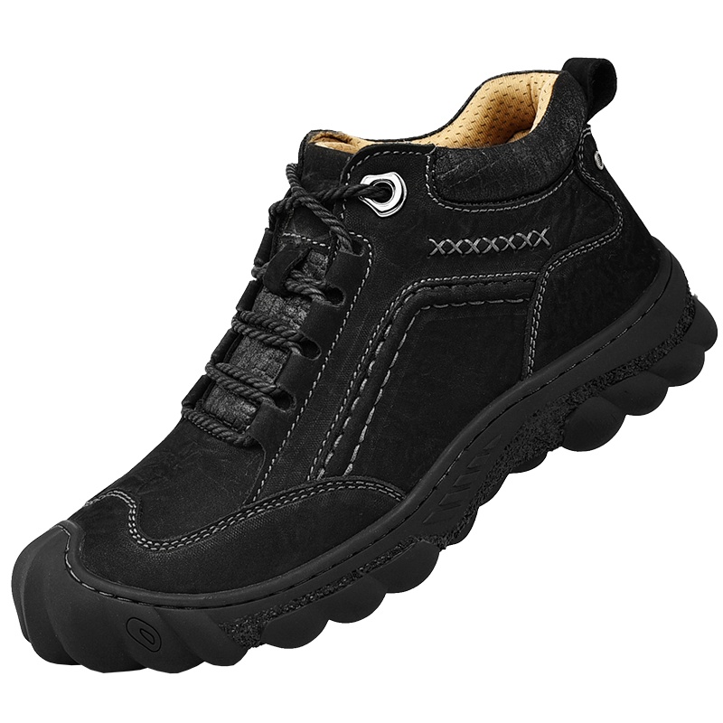 西域骆驼棉鞋男高帮真皮冬季保暖加绒防水防滑户外运动登山鞋男