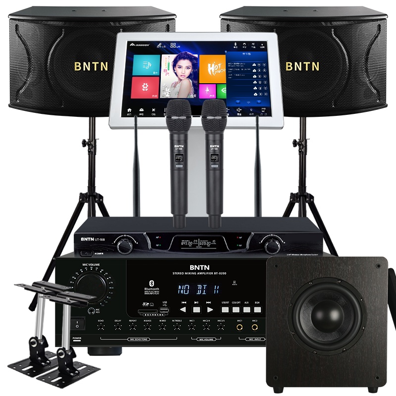 奔腾(BNTN)KTV音响2.1全套低音炮套装家庭影院点歌机卡拉OK专业会议U段话筒2T语音点歌8000功放配12音箱