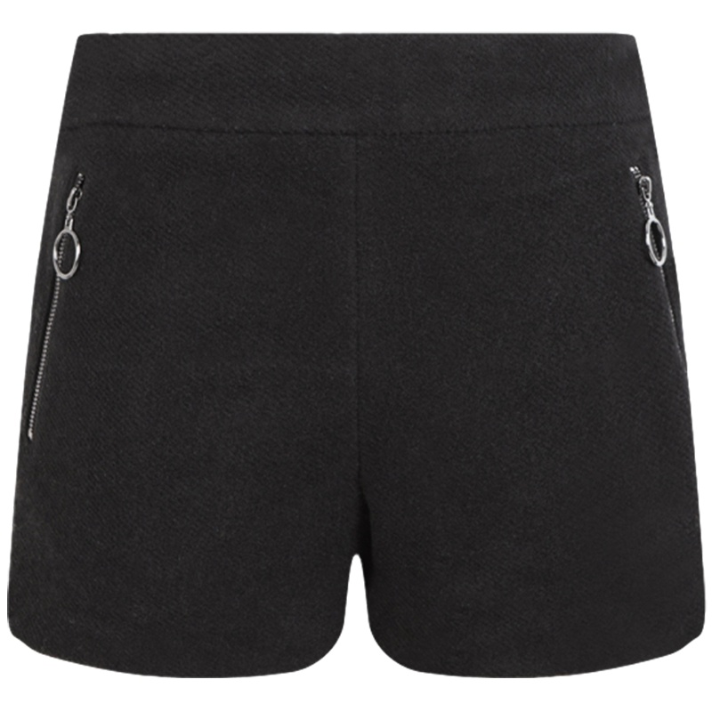 【福利款】拉夏贝尔拉夏贝尔 7m莫丽菲尔2016冬新款拉链口袋加厚毛呢短裤女70006711