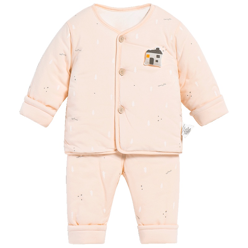 童泰TONGTAI冬季婴幼儿对开棉衣套装3-18个月宝宝纯棉外出棉服两件套儿童通用80cm