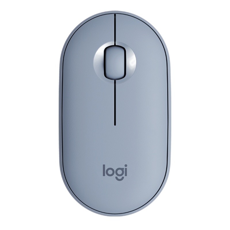 罗技(Logitech)Pebble 鹅卵石轻薄型无线蓝牙静音鼠标光电蓝牙台式机笔记本电脑家用商务办公鼠标 雾霭蓝