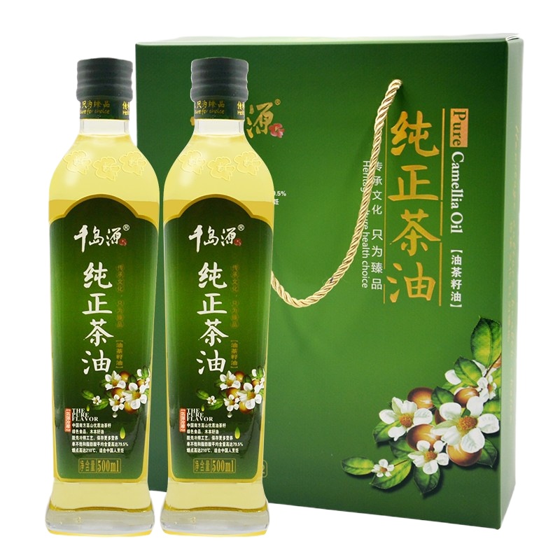 千岛源山茶油 纯正茶油500ml*2 茶籽油冷榨