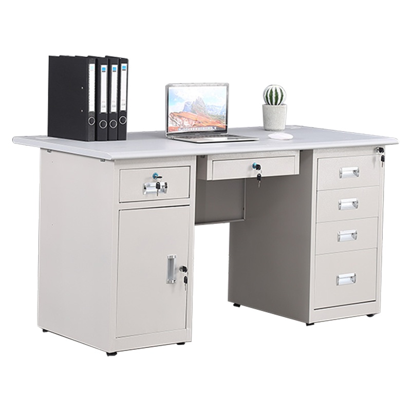 星岛钢制办公桌子写字台职员办公桌椅铁皮电脑桌简约现代单人办公桌带锁抽屉五斗一抽一门