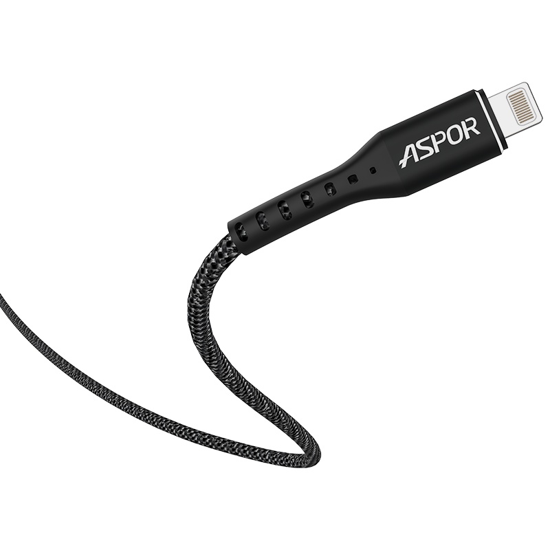 ASPOR A167 7p数据线适用苹果iphone6充电线器x手机6s/8plus冲电8平果6sp1米尼龙 黑色
