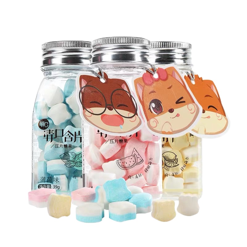 三只松鼠萌C清口含片西瓜味6瓶 39g*6瓶 爽口含片糖清口含片口气清新糖零食糖果