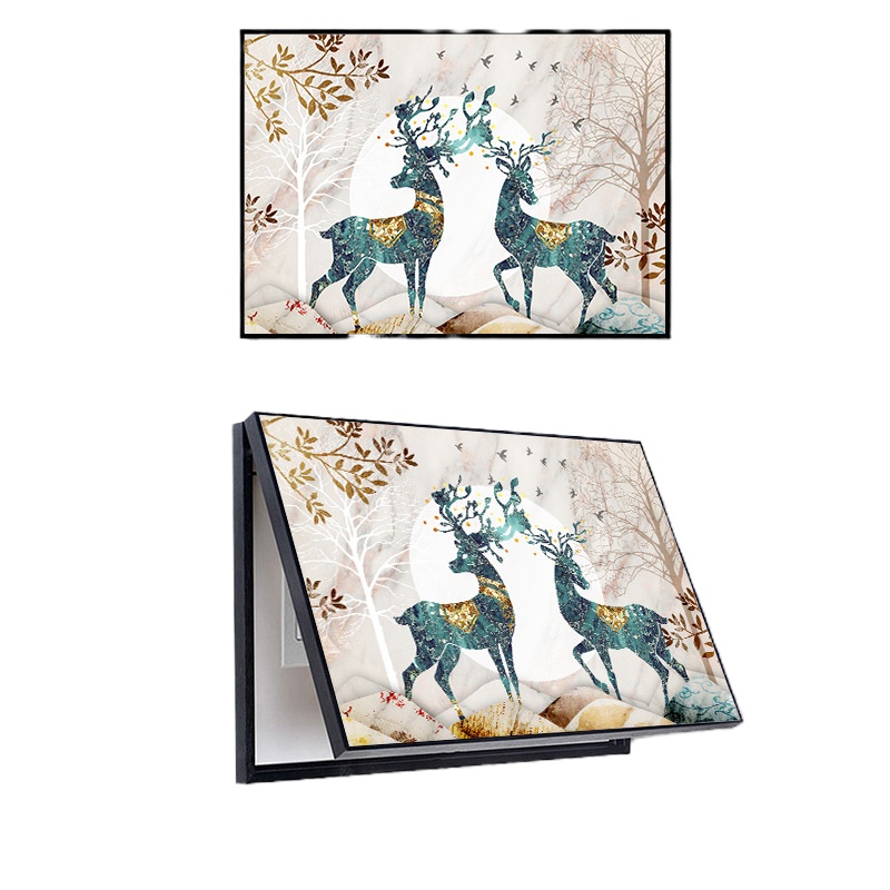 [苏宁好货]电表箱装饰画免打孔挂画总开关电闸盒现代简约配电箱遮挡 祥和 55*45