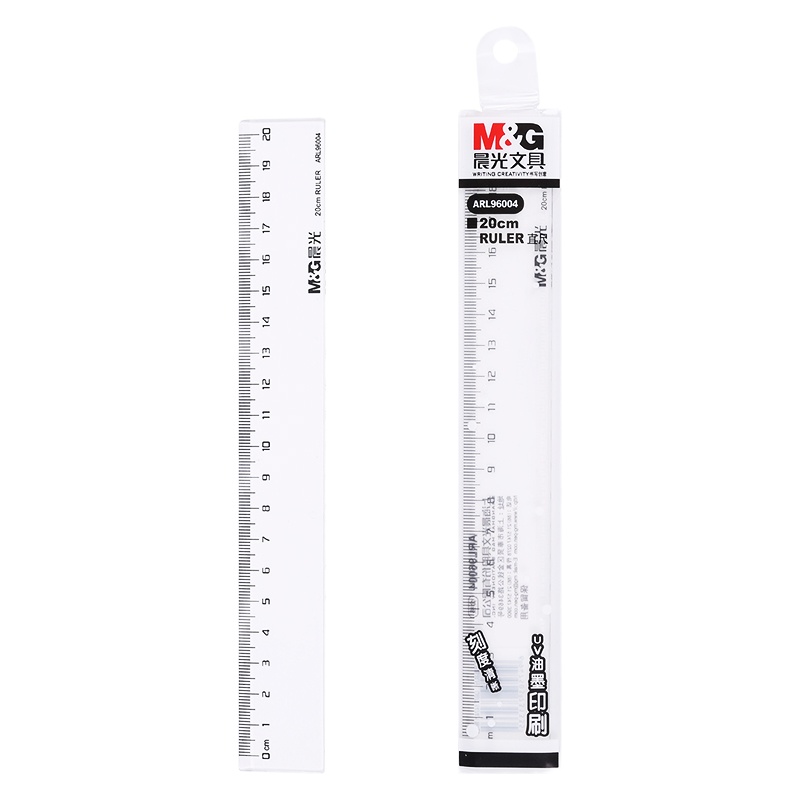 晨光文具20cm透明塑料 办公制图刻度尺子 10把装ARL96004