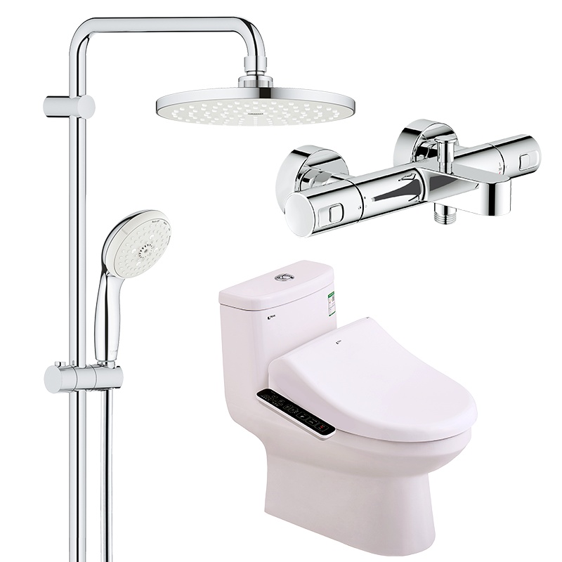 德国-高仪（GROHE）进口恒温卫浴淋浴花洒带大顶喷手持淋浴花洒套装+伊奈智能马桶套装