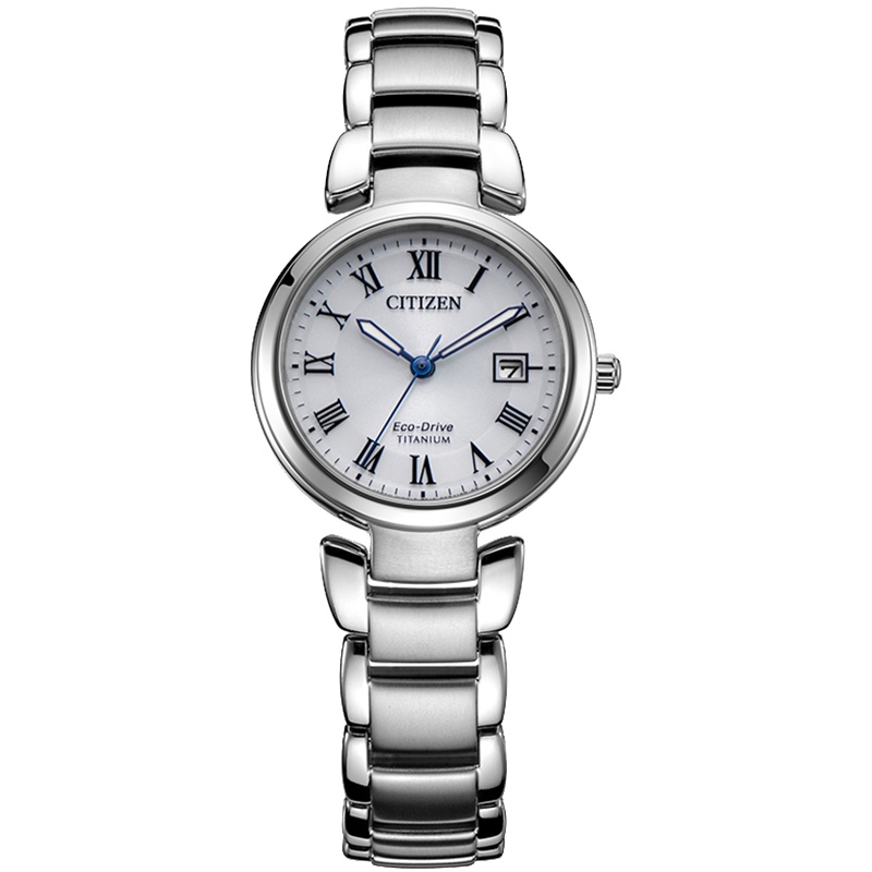 西铁城(CITIZEN)手表女日本光动能钛合金表带表壳简约时尚女表EW2500-88B