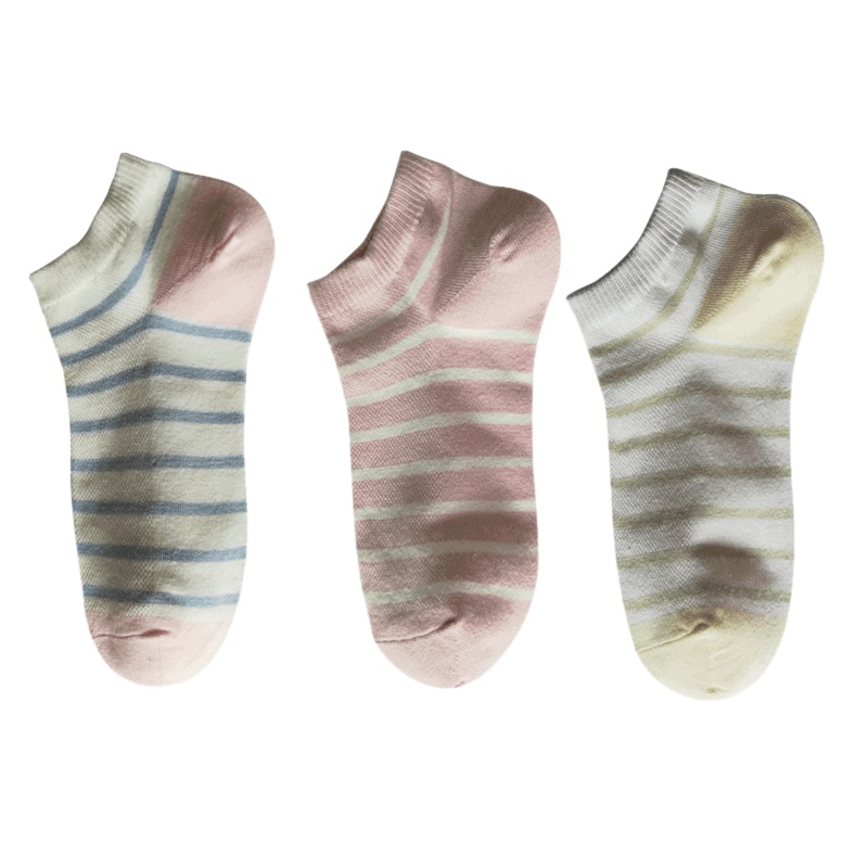 萝卜探长夏款网眼款3双装女款成人袜条纹 R96H315