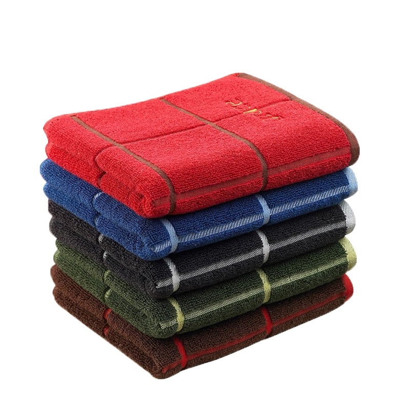 洁丽雅纯棉柔软格子绣花面巾6300-1A单条郁金香礼盒