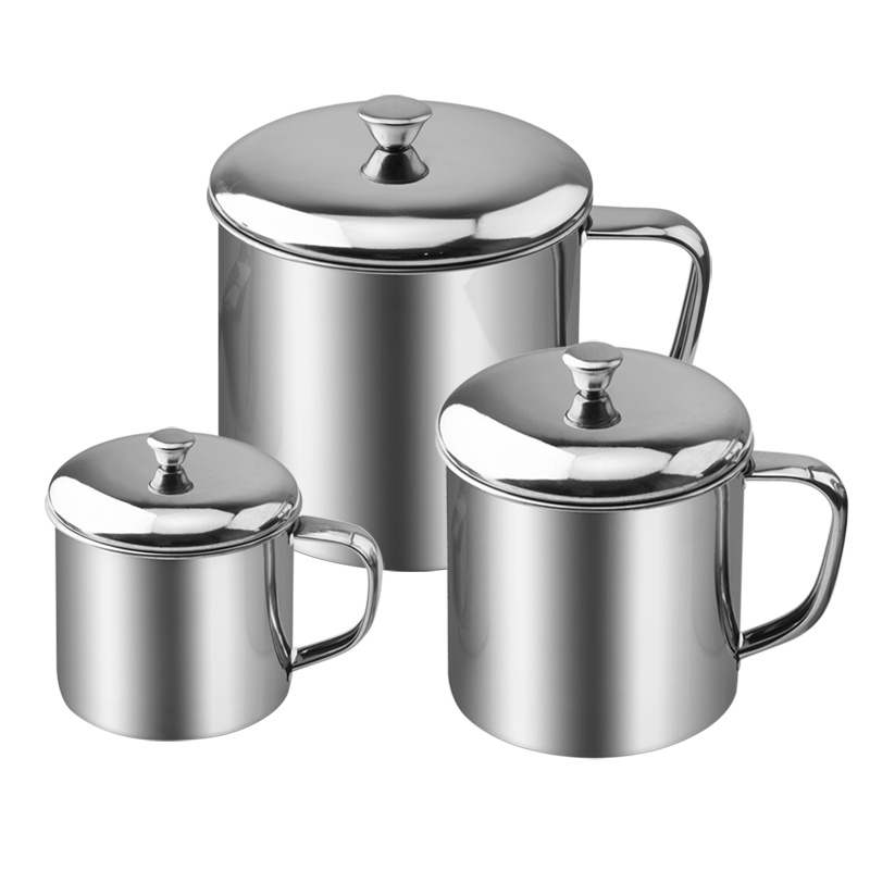 304不锈钢带盖口杯儿童马克杯牛奶杯幼儿园饮水杯单层带手柄茶杯