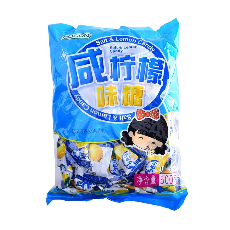 可康(Cocon)咸味柠檬糖500g 马来西亚进口食品柠檬味硬糖果袋装零食