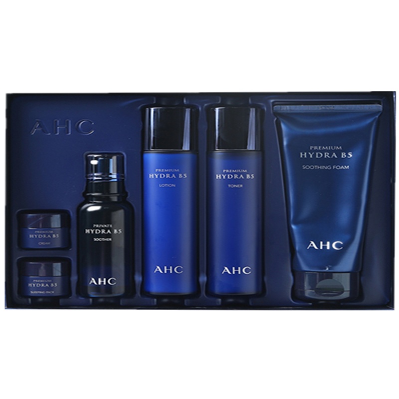 AHC 玻尿酸7件套装 新包装深层保湿补水提亮肤色孕妇可用 水140ml乳140ml精华30ml洗面奶180ml