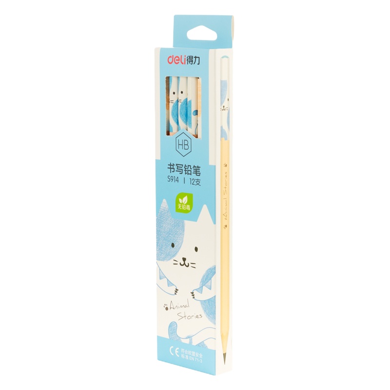 得力(deli)S914六角杆书写铅笔-HB(12支/盒).NX
