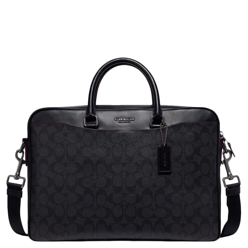 【直营】蔻驰(COACH) 涂层帆布真皮配皮 男士单肩包 斜挎包 手提公文包 商务包 男包