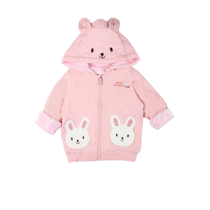 安笛贝乐童装女童连帽开衫加绒粉色卫衣秋季冬季装新款女孩长袖拉链上衣90-120cm