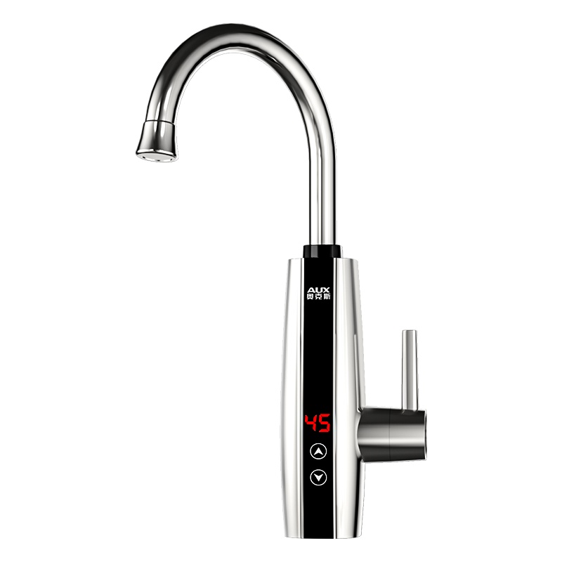 奥克斯AUX即热式电热水龙头厨房小厨宝电热水器下进水款数码温显变频调温 ST2X3银色(漏保套装)