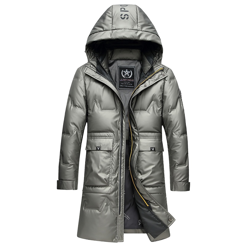 莱诗伯特90白鸭绒羽绒服男中长款连帽冬季羽绒服防寒保暖加厚外套20981