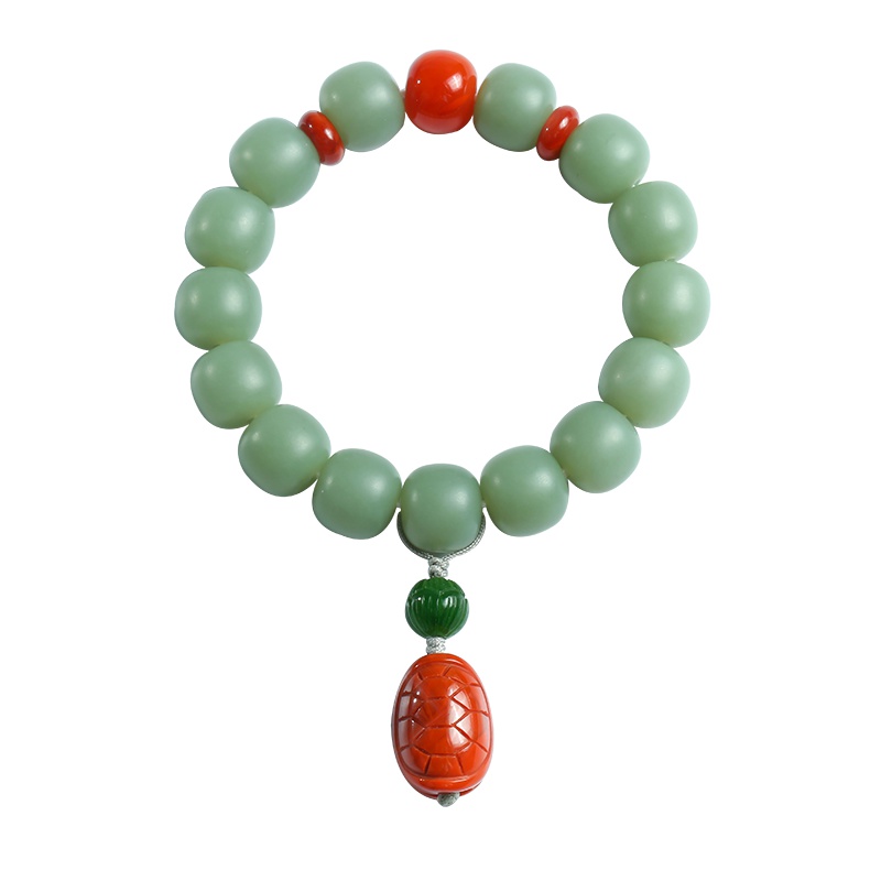 印象眸 和田玉圆珠手链 浅青玉苹果珠玉石手串 附送证书