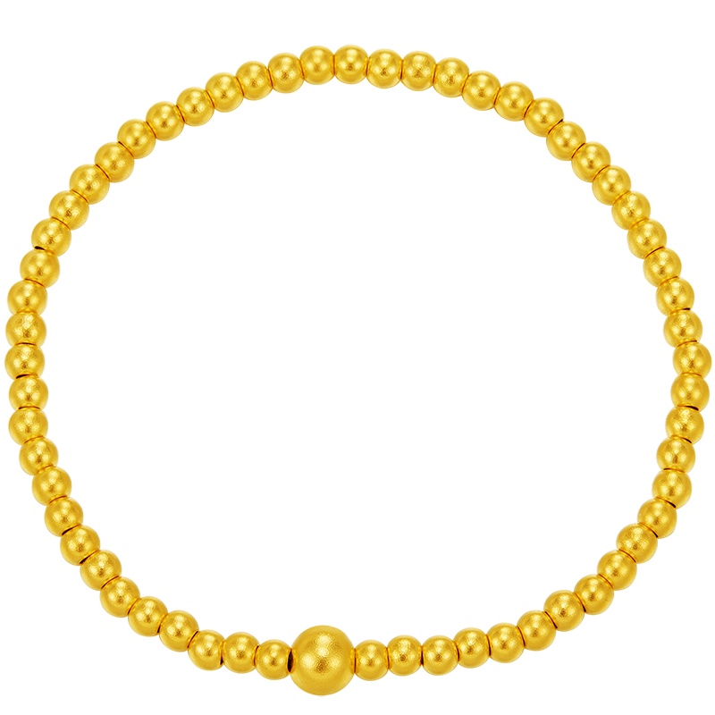 周大福 传承系列小圆珠古法金手链计价甄品F220149（工费：438元）