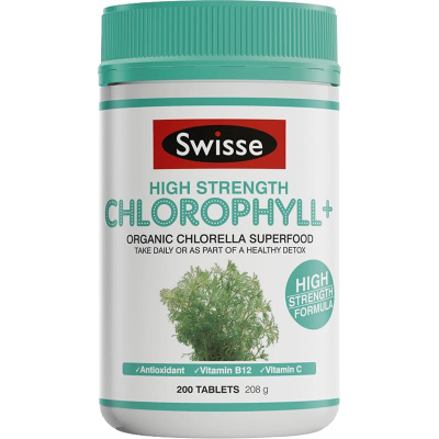 澳洲进口 Swisse 叶绿素片 200片 1瓶装 天然植物精华萃取 清体清毒平衡 (膳食营养补充剂)